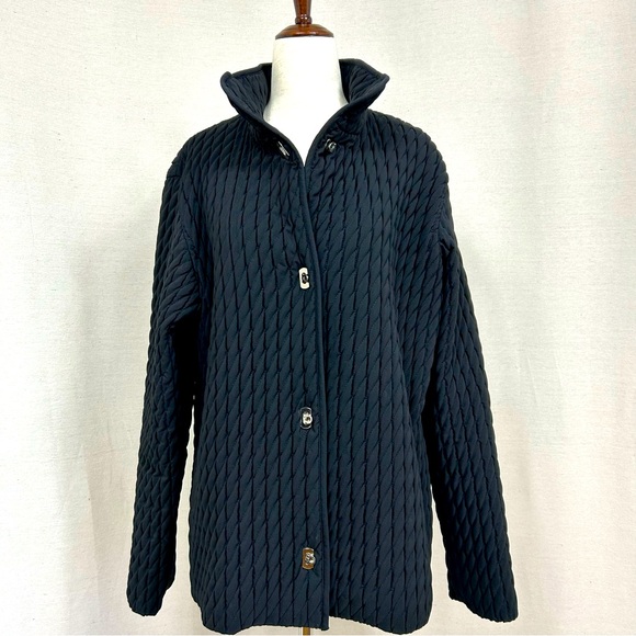 GALLERY Quilted Stand Collar Black Jacket - Picture 1 of 9
